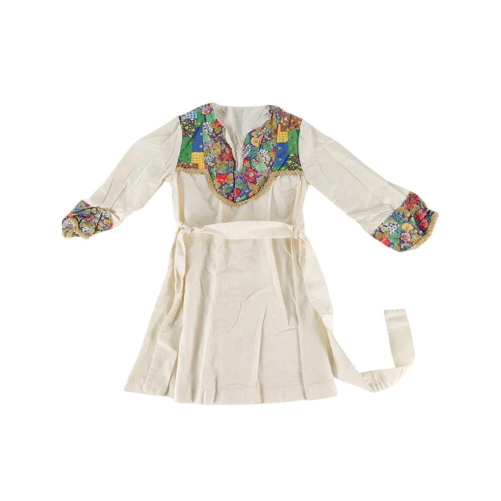 Vintage Little Girls Hippie Dress - Patchwork and Cream